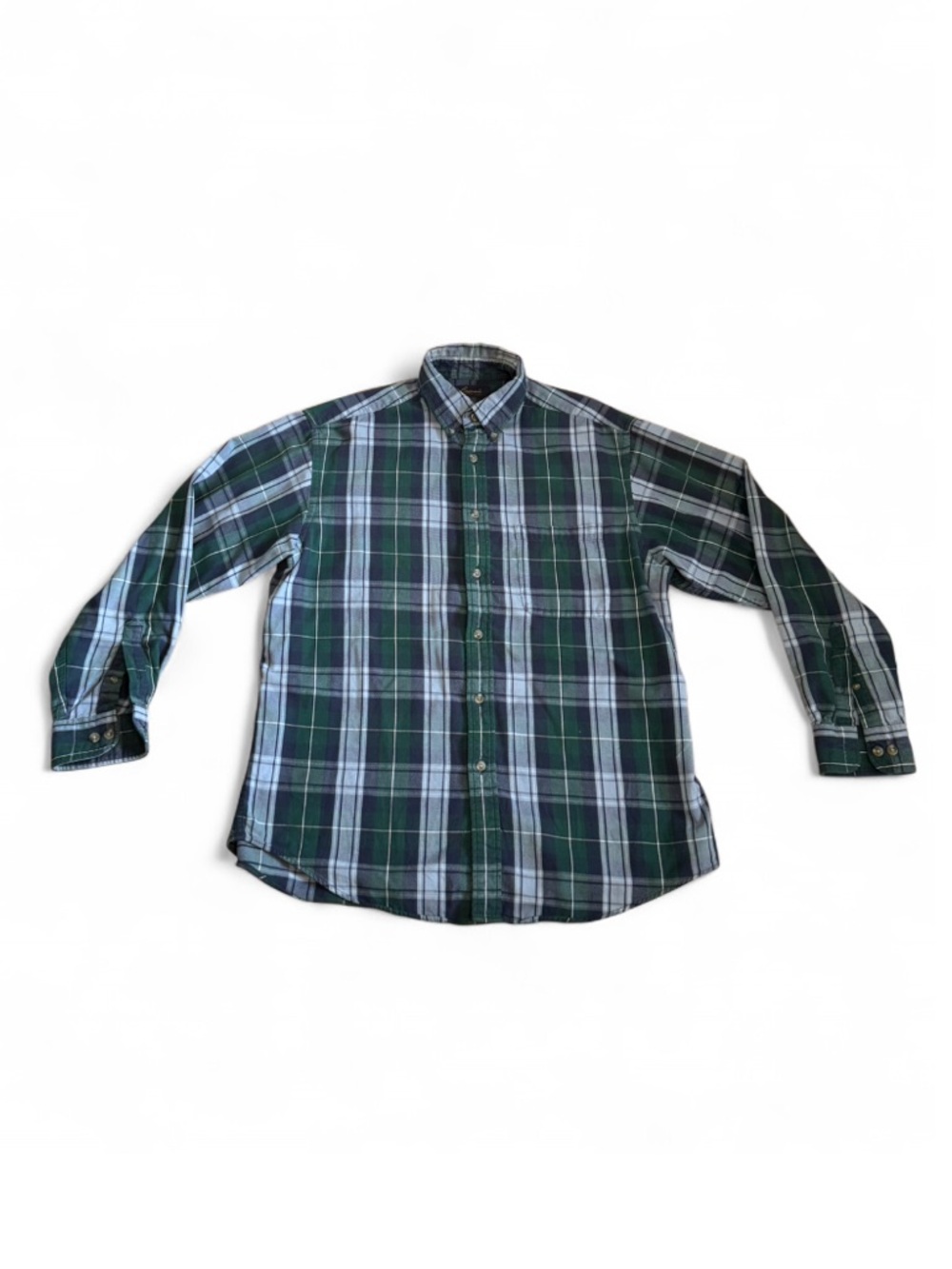 Casuals - Men's Green Plaid Button-Down Shirt - Long Sleeve - 100% cotton